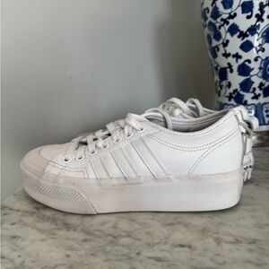 adidas Women's Nizza White Leather Platform Sneakers Size 8
